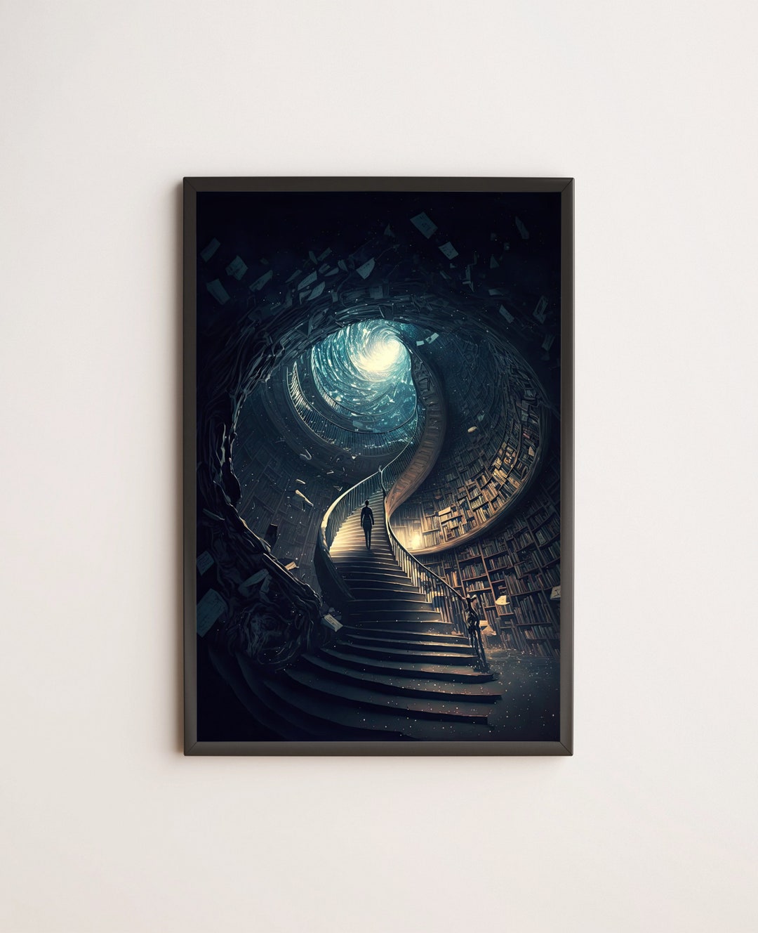 Magical Library Staircase / Poster, Print, Wall Art / Fantasy, Magical ...