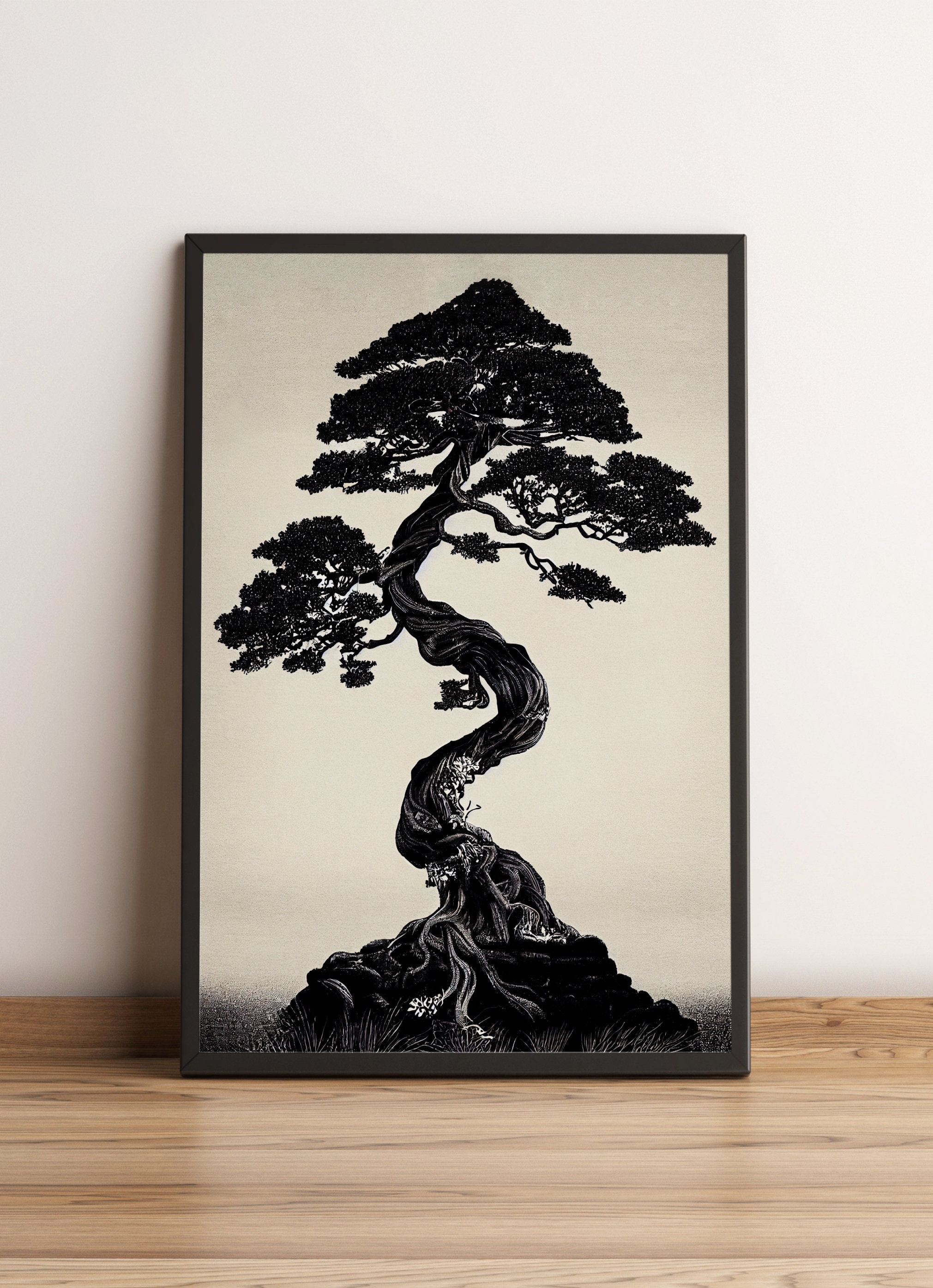 絵画 bonsai Bonsai Tree Print, Japanese Wall Art, Botanical Wall Art