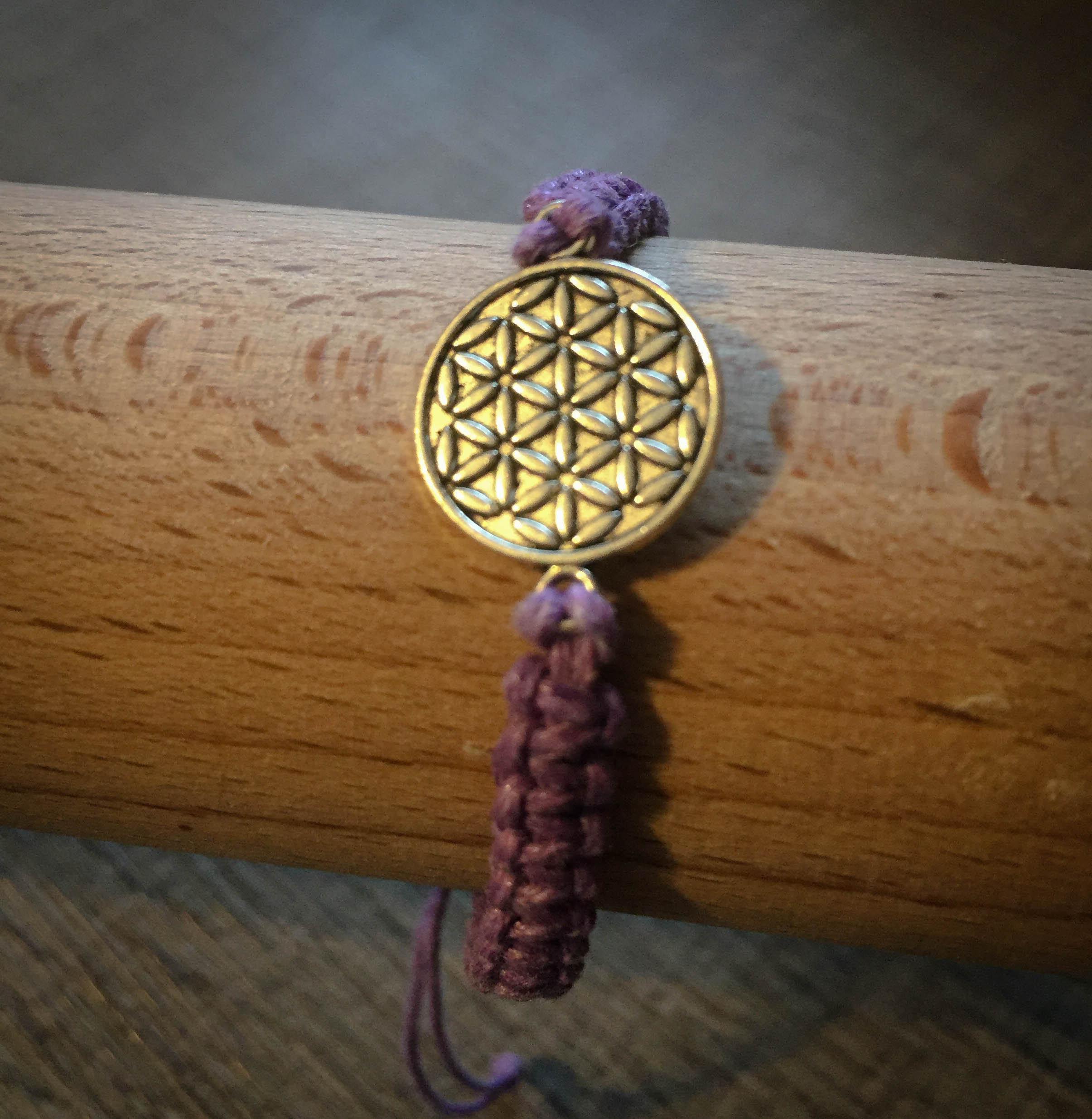 Bracelet Macramé en Coton et Métal Personnalisable Spirituel Fleur de Vie