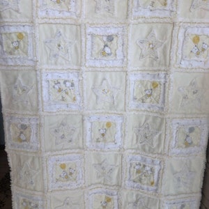 Baby Patchwork 100% Cotton Rag Quilt, Ivory,Lemon & White, Baby Blanket, Baby Rag Quilt, Baby Shower, Flannel