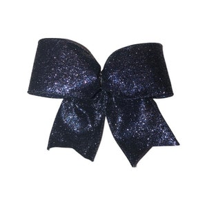 10 Navy Blue Small Glitter Christmas Tree Bows, Dark Blue Navy Xmas Tree Bows, Navy Blue Patriotic Tree Bows