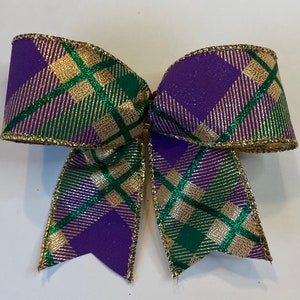 10 Mardi Gras Colors Christmas Tree Bows, Mardi Gras Xmas Tree Bows, Purple Green Gold Tree Bows, New Orleans Bows