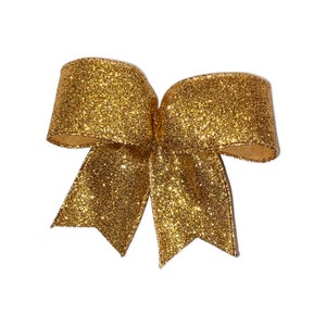 10 Gold Glitter Christmas Tree Bows, Gold Xmas Tree Bows, St Patrick’s Day Gold Bows, St Patty’s Day Gold Bows, Sports Team Bows, Mardi Gras