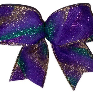 10 Mardi Gras Glitter Gold Purple Green Christmas Tree Bows, Mardi Gras Xmas Tree Bows, Small Mardi Gras Bow
