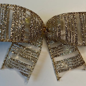 10 Gold Glitter Christmas Tree Bows