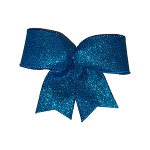 10 Turquoise Blue Glitter Christmas Tree Bows, Turquoise Blue Easter Bows, Turquoise Summer Bows, Beach Color Bows, Football Bows