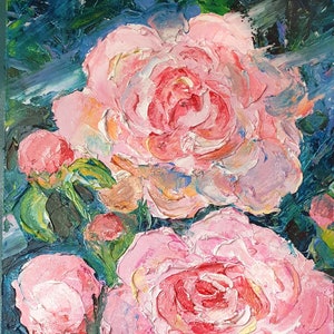 Pink Peony pittura olio originale Flower art rilievo pittura, Peonies Impasto opera d'arte, pittura a olio floreale di Valentina Ra