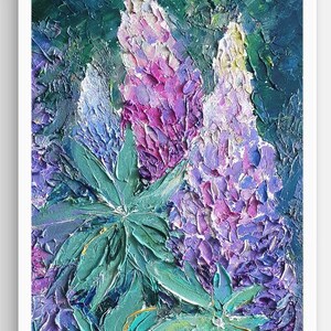 Bluebonnets Pittura Originale Olio Viola Fiore Rilievo pittura, Arte martellata floreale, Impressionista Impasto Opera di Valentina Ra