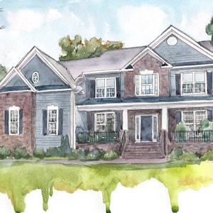 Custom House Portrait from Photo, Watercolor Painting, Custom home portrait Personalized Illustration Original