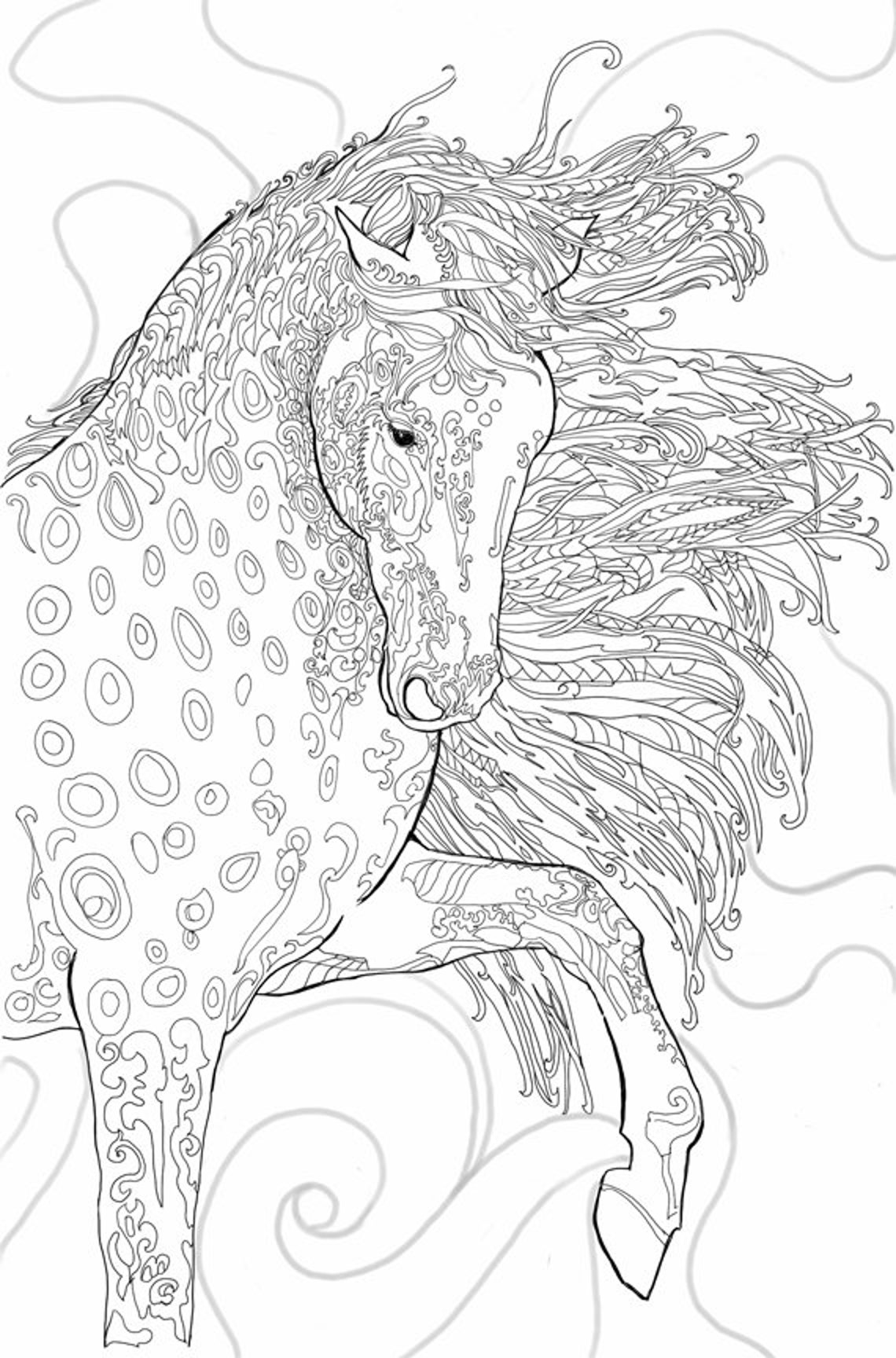 Horse Adult Coloring Book Pdf 44 Pages for Download Printable Etsy