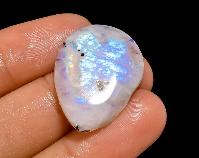 Gorgeous Top Grade Quality 100/% Natural Rainbow Moonstone Pear Shape Cabochon Loose Gemstone For Making Jewelry 18 Ct 26X19X5 mm JMK-8262