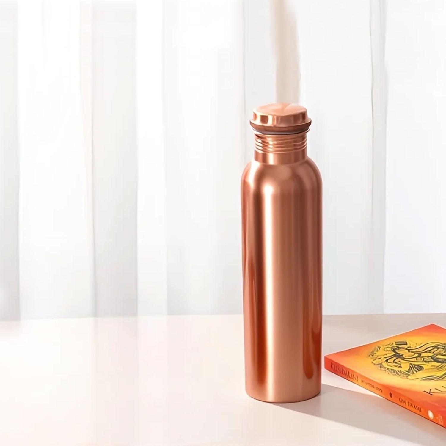 thumbnail image 2 of 1L Pure Copper Water Bottle – Ayurvedic, Eco-Friendly, Floral Printed, Twist Lid 2 of 5