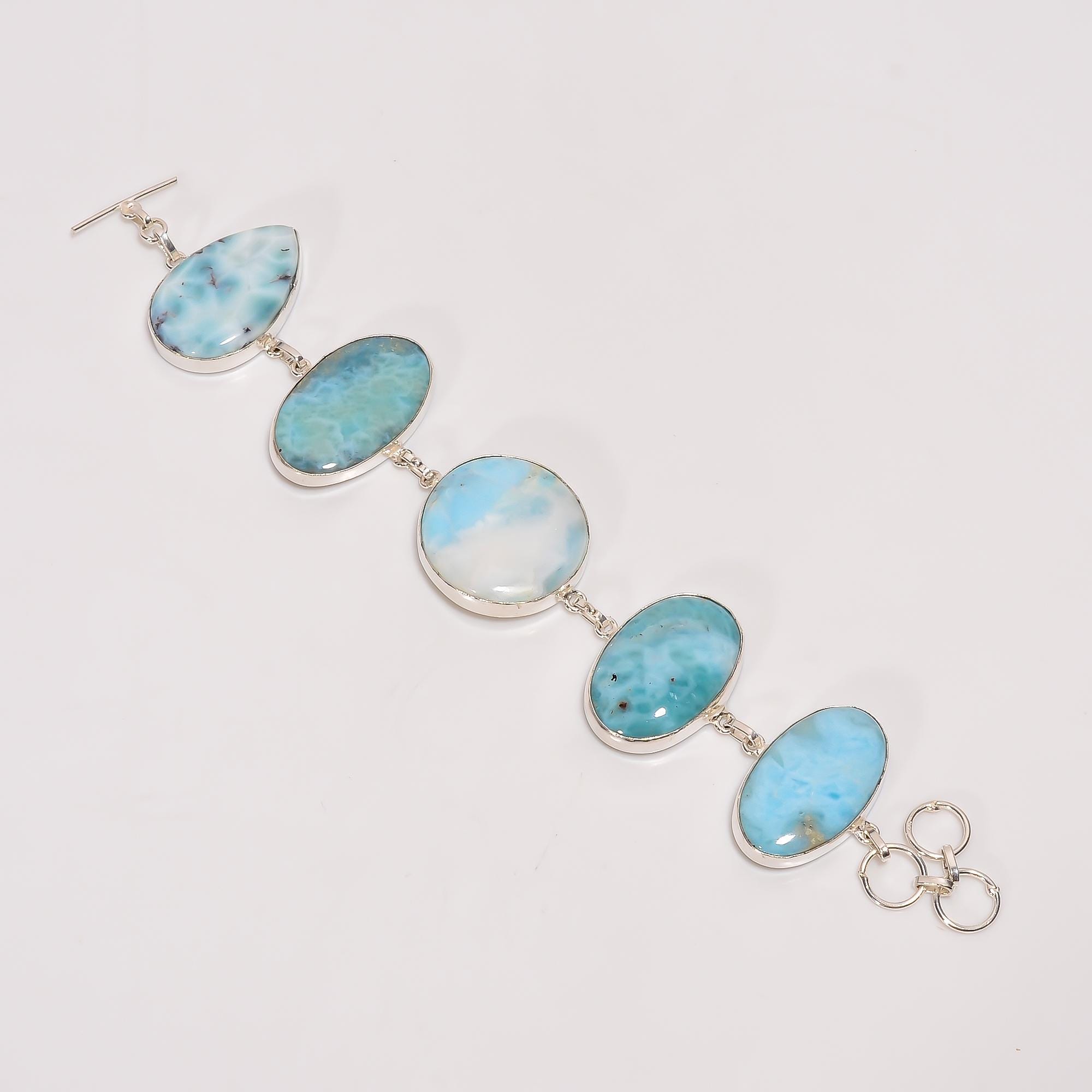 Larimar Bracelet for Mom, Silver Plated Bracelet, Larimar Gemstone
