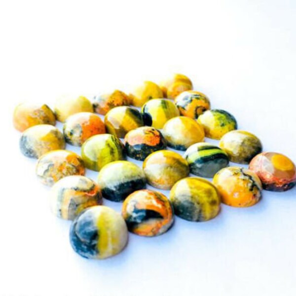 Aaa+ Quality Top Natural 6X6 mm to 15x15 mm BUMBLE BEE JASPER cabochon Round mm flat back jewelry, top bumble bee loose mm, gemstone  jmk-87