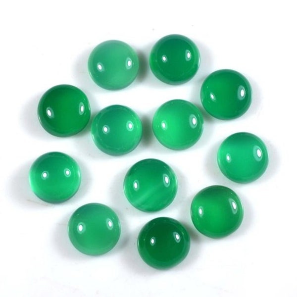 Aaa+ Quality Top Natural 5x5 mm to 15x15 mm GREEN ONYX Round cabochon flat back jewelry gemstone  jmk-65