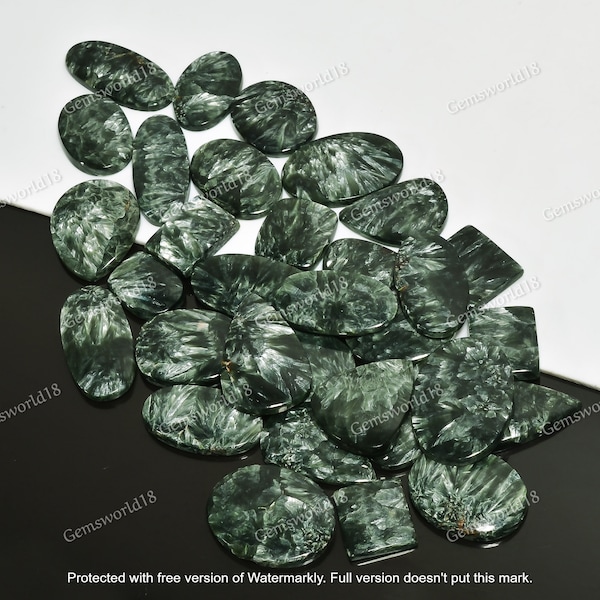 Genuine Green Seraphinite - Seraphinite Smooth Cabochon - Russian Seraphinite - Seraphinite Bulk - Seraphinite Pendant - Sizes 15mm to 40mm