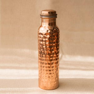 Ayurveda 100% Pure Copper Water Drinkware Set – Bottle, Glass & Jug | Hammered Eco-Friendly Hydration Set, Handmade Wellness and Gift Idea