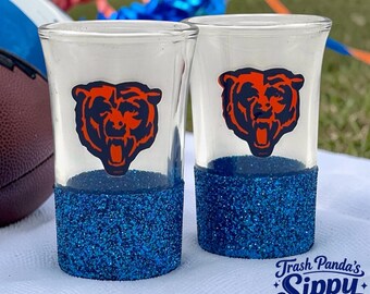Bears Glitter Shot Glasses: Football Sports Gift (Set of 2 or 4)