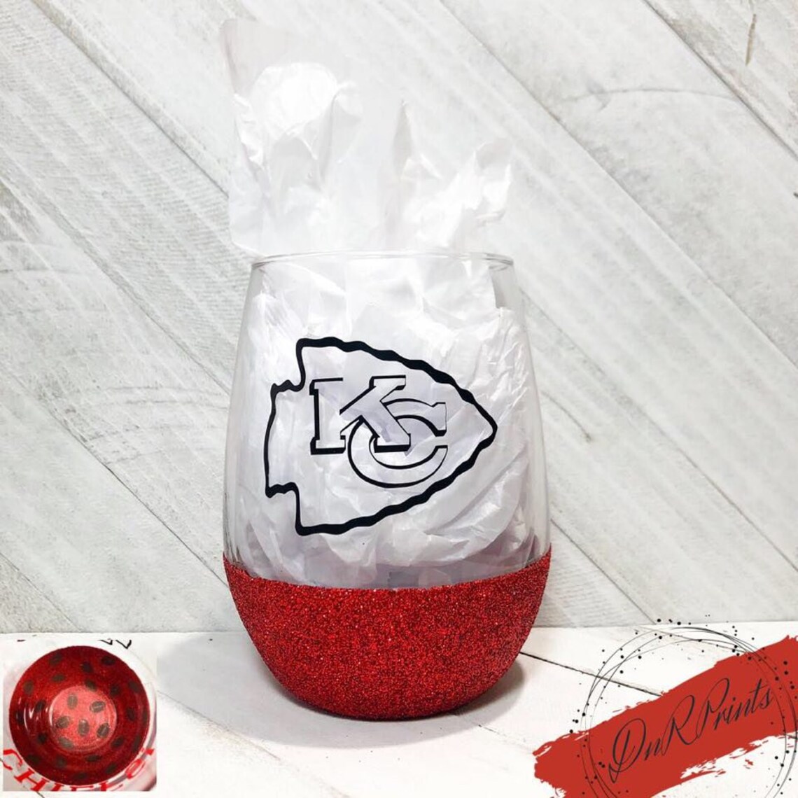 Kansas City Chiefs Football Wine Glass / Football Glass / Etsy