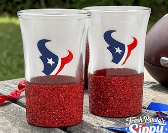 Houston Texans Glitter Shot Glasses (Set of 2): Football Fan Gift