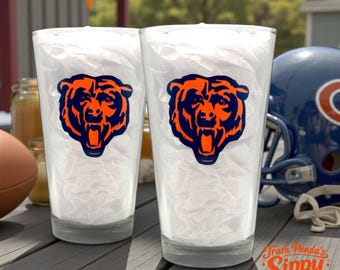 Chicago Bears Beer Pint Glass: NFL Football Fan Gift