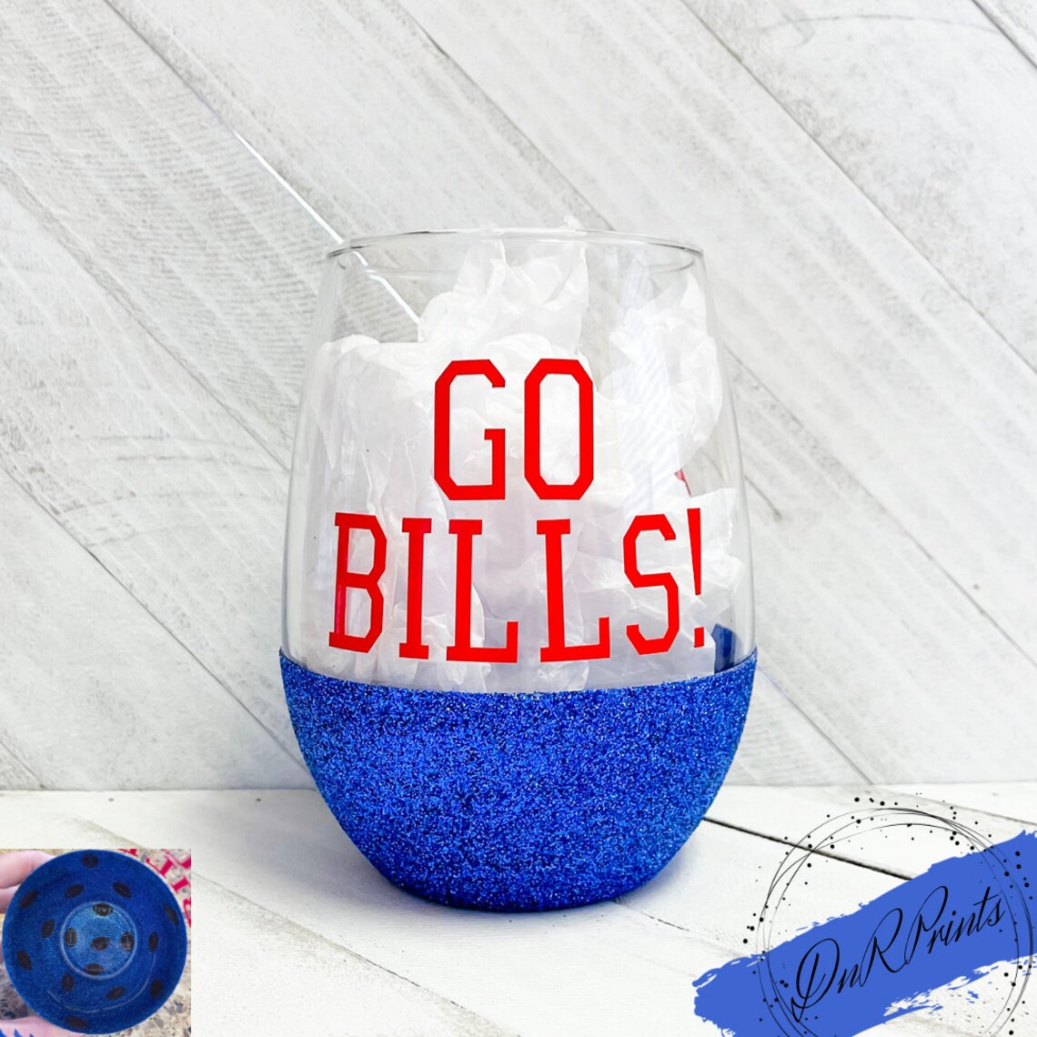 Buffalo Bills Glitter Wine Glass / Football Glass / Sports Etsy