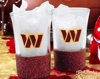 Washington Commanders Glitter Shot Glasses: Football Fan Gift, Set of 2