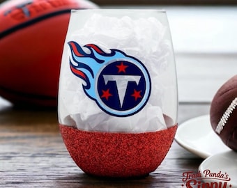 Tennessee Titans Glittered Stemless Wine Glass: Football Sports Gift