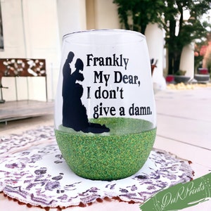 Gone With The Wind Glittered Wine Glass / Vintage Glass / GWTW / Custom Mothers Day Gift/Gift Ideas for Mom / Gifts for Her/ Scarlett O’Hara