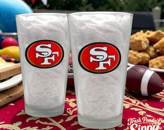 49ers Beer Pint Glass: Handmade Football Fan Gift