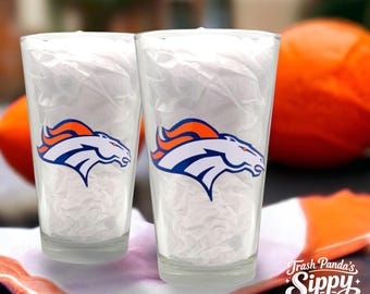 Denver Broncos Pint Glass: NFL Football Fan Gift, Optional Personalization