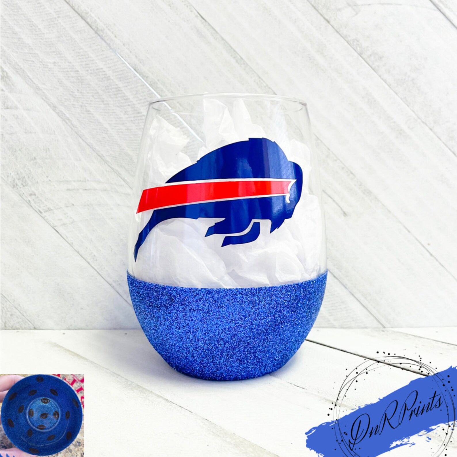 Buffalo Bills Glitter Wine Glass / Football Glass / Sports Etsy