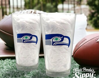 Seattle Seahawks Pint Glass: NFL Football Fan Gift, Optional Personalization