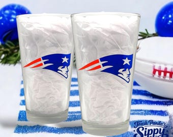 Patriots Pint Glass: NFL Football Fan Gift, Custom Barware
