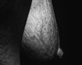 Black & White Nude Art - In The Darkness, Breast Side View