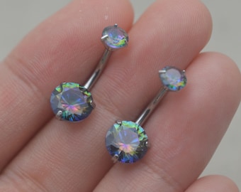 stunning belly button rings,iridescence belly button jewelry,rainbow belly ring,navel ring, gift to her