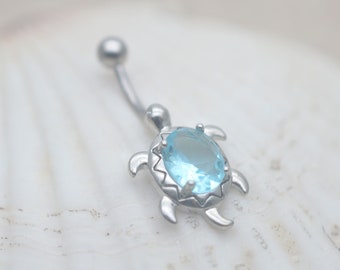 belly button ring,turtle belly button jewelry,navel ring,tropical belly ring,beach belly piercing jewelry,bff gift