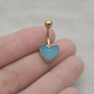 belly button rings,heart belly button,beach navel ring,blue ocean belly ring,girlfriend gift