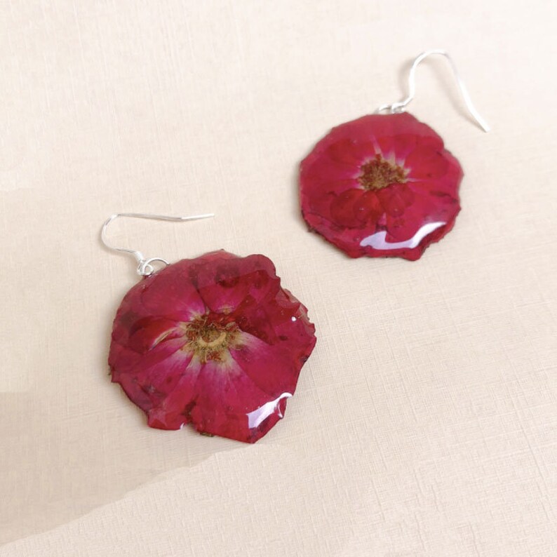 sale-rose Earrings,red rose Earrings,real flower earrings,bridesmaid earrings,gift to her