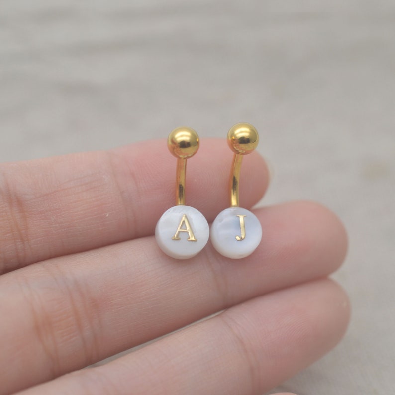 initial letter belly button rings,bestfriend belly button jewelry,delicate navel ring,monogram belly ring,bff jewelry,girlfriend gift image 5
