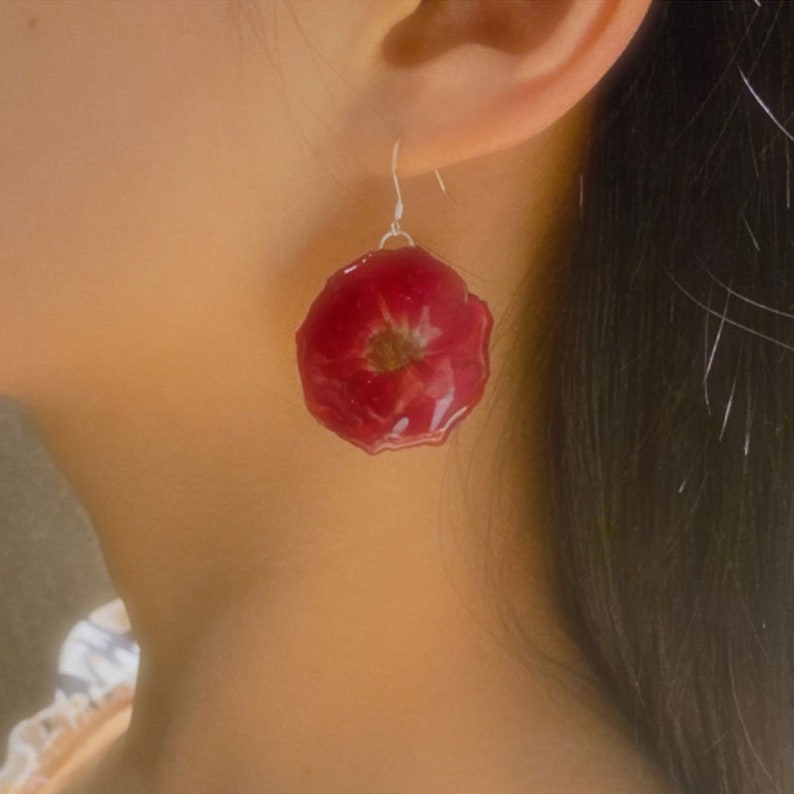 sale-rose Earrings,red rose Earrings,real flower earrings,bridesmaid earrings,gift to her