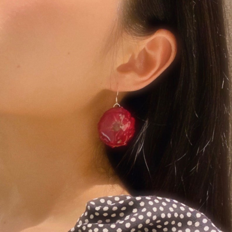 sale-rose Earrings,red rose Earrings,real flower earrings,bridesmaid earrings,gift to her