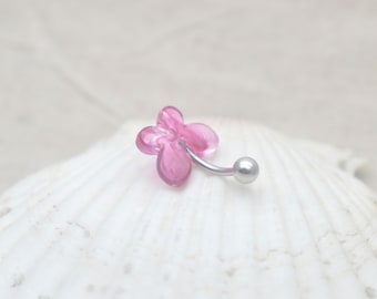 butterfly belly button ring,colorful belly button jewelry,blue navel ring,summer belly ring,birthday gift,bff gift