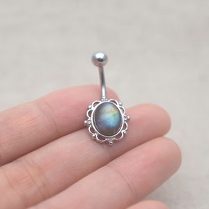 labradorite belly button rings,moonstone belly button jewelry,oval navel ring,belly ring,gemstone belly piercing,natural gemstone jewelry