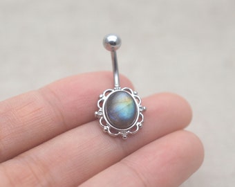 labradorite belly button rings,moonstone belly button jewelry,oval navel ring,belly ring,gemstone belly piercing,natural gemstone jewelry