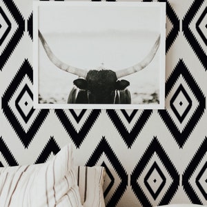 Tribal Diamant Muster Tapete, Boho Style, abnehmbare oder traditionelle Tapete