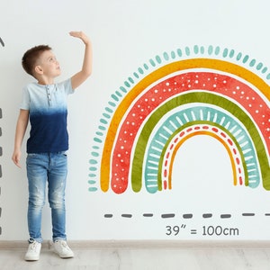 Boho Rainbow Cloud Wall Stickers, Boho Watercolor Playroom for Kids, Girl Bedroom Rainbow Wall Stickers, Mural Ideal Nursery Decoration image 5