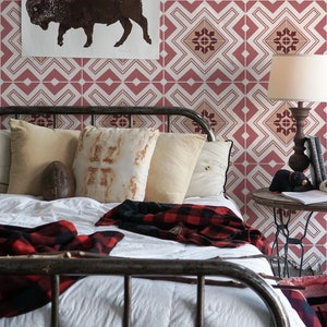Carta da parati con motivo a piastrelle marocchine rosa, elegante design geometrico, camera da letto boho, carta da parati staccabile e adesiva o tradizionale