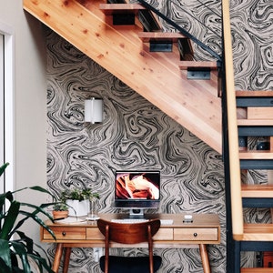 Grey Malachite Pattern Wallpaper, Removable Self Adhesive or Traditional material options