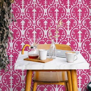 Modern Peel and Stick Wallpaper, Orchid Pink Wall Covering, Self adhesive or Traditional Wallpaper